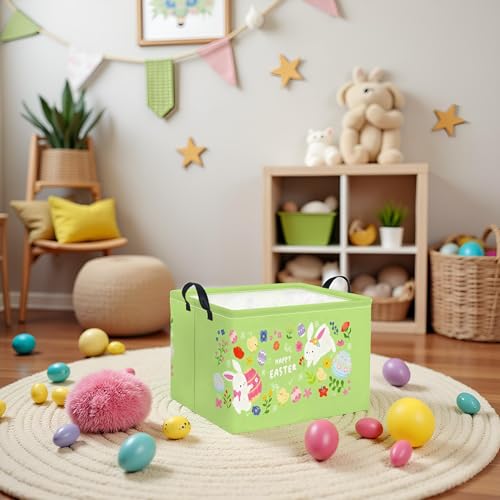HIYAGON Rectangular Easter Basket Baby Boy Basket Kids Toy Storage Bin Organizer Box Easter Room Decor(Happy Easter) - color: Happy Easter