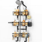 Vatex Shower Caddy Hanging Organizer, 3 Tier Adjustable Bathroom Shelves, Rustproof Over The Showerhead/Door Hanging Shelf for Inside Shower - No Drilling Shower Rack Bath Storage With Soap Holder