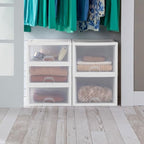 Sterilite 12-Pack 27 Quart Stacking Drawer, Clear Storage Closet Organizer, White Frame - Stackable Modular Plastic Drawers for Clothes, Accessories, Craft Supplies, Shoes or Linens - size: 27 Quart, style: 12 Pack