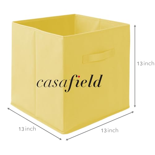 Casafield Set of 6 Collapsible Fabric Cube Storage Bins, Yellow - 13" Foldable Cloth Baskets for Shelves, Cubby Organizers & More - color: Yellow, size: 13" x 13" x 13"