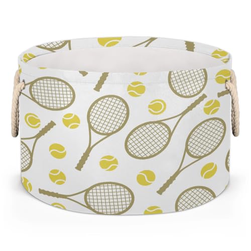 Pardick Large Round Storage Basket Sports Tennis Collapsible Circle Storage Bin Laundry Hamper With Handle for Kids Boy Girls Toy Bedroom Living Room Nursery Home Room Decor Storage Organizer - color: A05:Sports Tennis