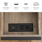 HOOBRO Side Table, Flip End Table with Charging Station and Shelves, USB Ports & Power Outlets, Narrow Nightstand for Small Spaces, Living Room, Stable and Sturdy, Greige and Black BG341BZ01 - color: Greige+black
