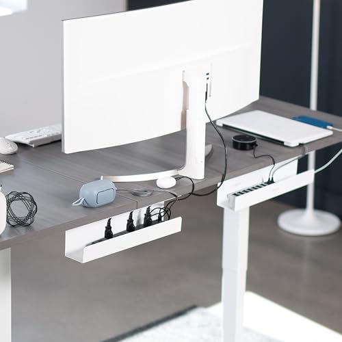 VIVO 2 Pack Under Desk 17 inch Cable Management Tray, Cord Organizer, Home Office Desk Accessories, White, DESK-AC06-2CW - color: White, size: Standard