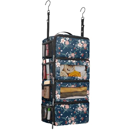Suitcase Organizer, Travel Luggage Organizer Hanging Shelves Packing Cube Closet/Collapsible Portable Travel Organizer for Carry-on - color: Berry-S-4 Tier, size: Small