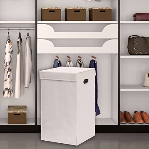 Simple Houseware Foldable Laundry Hamper Basket with Lid, White - color: White