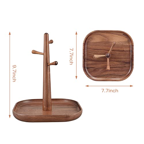 3 Tiers Wooden Key Holder with Tray,Wood Decorative Organizer in Entryway for Keys, Wallet and Small Stuff, Jewelry Hanging Stand Display on Dresser (Walnut) (3 Tiers)