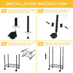 YSSOA Heavy Duty 6-Shelf Shelving with Wheels, with Hanging Hooks, Wire Shelving, Adjustable Storage Units, 29'' D x 14'' W x 70'' H, 6 Tier, Black - size: 6-Tier, 70 inch Taller