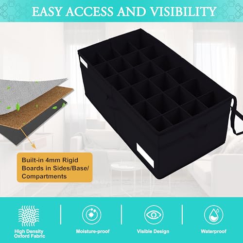 Luvhomee Shoe Storage Organizer, Fits 24 Pairs, Large Shoe Organizer Box for Closet, Clear Foldable Shoes Containers w/Bottom Support, Space Saving Shoe Cubby Storage Boxes w/Reinforced Handles, Black - color: Black, size: 31"L x 16½"W x 13"H