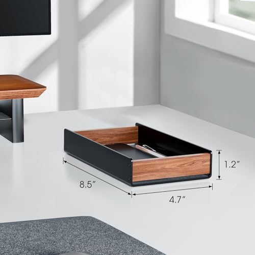 UPERGO Desk Tray Organizer Drawer for Home Office, Walnut Desk Organizer Tray for Keys, Pen, Watch - style: desk drawer