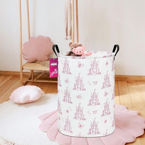 Laundry Hamper Large Canvas Fabric Lightweight Storage Basket/Toy Organizer/Dirty Clothes Collapsible Waterproof for College Dorms, Boys and Girls Bedroom,Bathroom(Shining castles) - color: Shining castles