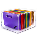 ERAYA Clear Acrylic File Organizer with Handles, Portable Hanging File Box for Letter/A4 Documents 8.5"x11", Sleek Desktop Storage for Office, Home, Study, Magazines, Notebooks, and School Supplies