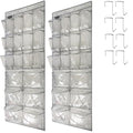 2 Pack Extra Large Hanging Crystal Clear Over Door Shoe Organizers, Closet Shoe Rack Organizer, 12+6 Pockets, 8 Hooks, Grey (59" x 21.6") - color: A-Grey&Clear