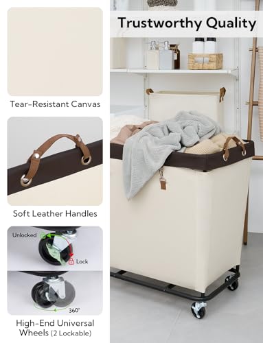StorageWorks 320L Laundry Basket with Wheels, Extra Large Rolling Hampers for Clothing Organizer, Dirty Clothes Basket for Hotel, Home, Closet, Dorm, Beige - color: Beige, size: 320L