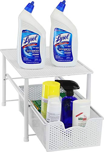 Simple Houseware Stackable Under Sink Cabinet Sliding Basket Organizer Drawer, White - color: White