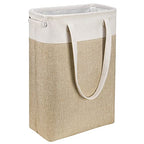 i BKGOO Laundry Basket with Handles Beige&Khaki-Slim Laundry Bin Collapsible Dirty Clothes Basket Narrow Laundry Bag Foldable Dirty Hamper for Camping, Dorms, Apartments - color: Beige&Khaki