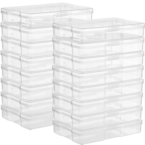 ALINK Photo Storage Box with Handle, 4" x 6" Photo Case Craft Keeper Organizer Container with 16 Inner Case and Label for Pictures, Arts, Crafts, Sewing, Stickers, Office Supplies - Clear - color: Clear