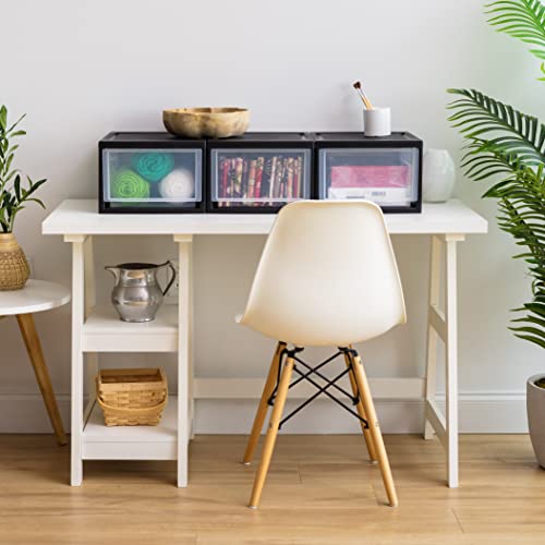 IRIS USA 14.5 Qt. Plastic Drawer Storage Organizer Stacking Drawers, 3-Pack, Stackable Unit with Sliding Drawer for Clothes Bedroom Kitchen Under Sink Pantry Craft Room Bathroom Dorm Office, Black - size: 14 Qt - 3 Pack