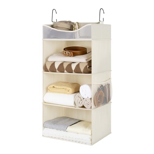 StorageWorks Hanging Closet Organizer, 3-Shelf Hanging Closet Shelves with Top Shelf, 15 ¾"W x 12" D x 31" H, Extra-Large Space, Ivory White - color: Ivory White, size: 15 ¾"W x 12"D x 31"H