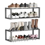 Homeiju Hanging Shoe Organizer,2 Pack Wall Mounted Shoe Rack Holds 12 Pairs,Space Saving Metal Wall Shoe Rack,Hanging Shoe Rack Shoe Holder for Small Space,Entryway,Closet,RV,Camper (Grey) - color: Grey