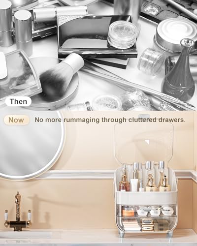 Makeup Organizer Countertop, Skincare Holder Bathroom Counter Organizer, Storage Box Cosmetic Display Cases, Teen Girl Gifts Make up Organizers for Vanity, Dresser (Sliver) - color: Sliver