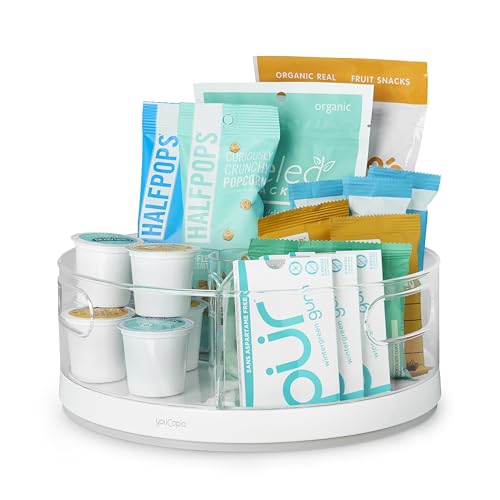 YouCopia Crazy Susan Lazy Susan Organizer, 3 BPA-Free Removable Clear Bins with Handles, Rotating Storage Turntable for Kitchen Cabinet, Pantry and Bathroom Organization - size: 3 Bins
