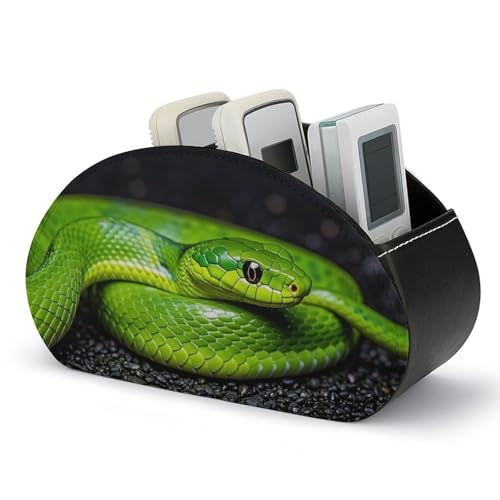 PU Leather Remote Control Organizer Box 5-Slot Multifunctional The Green Snake Storage Holder for TV/DVD/Accessories Stylish Desk Decor for Living Room, Bedroom, Office - color: The green snake