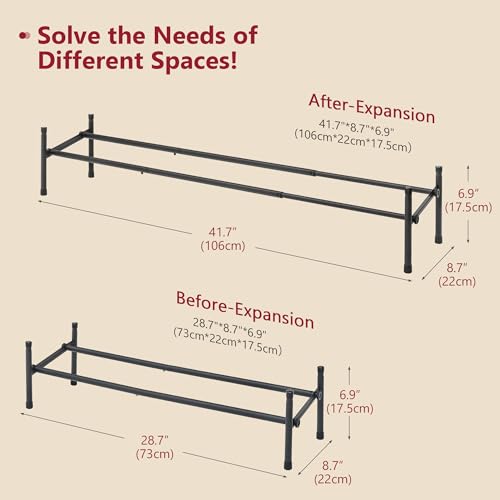 Tajsoon Expandable Shoe Rack for Closet 1 Tier, 28“-41“Adjustable & Stackable Shoe Shelf Storage, Metal Shoe Rack Organizer for Front Door Entrance, Closet, Garage, Entryway, Black - color: Black, size: 1 Tier