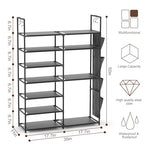 Kottwca 7 Tiers Shoe Rack Metal Shoe Organizer for Entryway Closet, 24-28 Pairs Stackable Shoe and Boots Shelf Storage Cabinet with Hooks and Side Hanging Pockets for Bedroom, Garage, Black - size: 2 Row 7 Tier