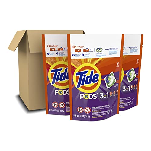 Tide PODS Laundry Detergent Soap Pods, Spring Meadow, 37 Count (Pack of 3 Bag Value Pack), Total 111 Count, HE Compatible - size: 37 Count (Pack of 3)