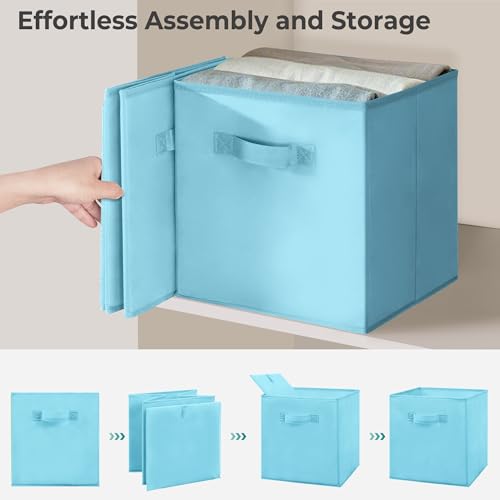 11x11 Inch Storage Bins Cubes, Fabric Foldable Storage Box, Collapsible Closet Organizer for Clothes, Blankets, Office, Bedroom, Living Room, Shelf Cabinet, Bookcase, Multi-Color, 3 Pack - color: Multi-Color, size: 3 PACK