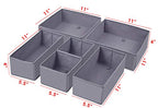 homyfort Dresser Drawer Organizer, Foldable Cloth Storage Box Closet Cube Basket Bins Containers Divider with Drawers for Underwear, Bras, Socks, Ties, Scarves, Set of 6, Grey - style: 6pack Solid Grey
