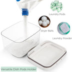 Tlence 94 OZ/2.8L Laundry Pods Container, One-Press Lid Laundry Powder Holder Dispenser, Clear PET Detergent Sheet Organizer with Measuring Cup for Booster Beads, Dryer Balls, Flour, Pet Food