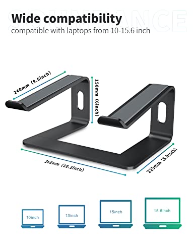 SOUNDANCE Laptop Stand, Aluminum Computer Riser, Ergonomic Laptops Elevator for Desk, Metal Holder Compatible with 10 to 15.6 Inches Notebook Computer, Black - color: B-Black, size: For 10 to 15.6 Inches Laptop