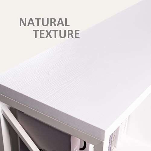 8 Cube Storage Organizer Bookshelf, Industrial Horizontal Bookcase, Accent Cubby Shelf, Media Console Table for Living Room, Home Office, 13.6" D x 63" W x 30.9" H, White - color: White, size: 8 Cube- 2 Tier
