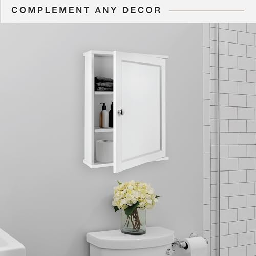 MCS 23x18 White Medicine Cabinet Organizer, Wall Mounted Bathroom Cabinet for Over-The-Toilet Storage, Bathroom Furniture & Restroom Organizer - size: 23x18 1-Door