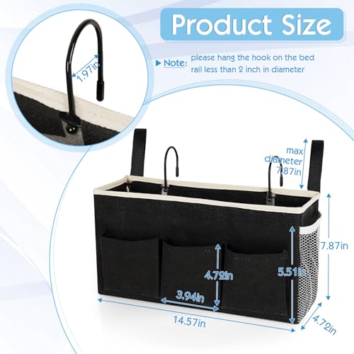 Bedside Storage Caddy/Bedside Hanging Storage Bag for Headboards Bunk Beds Dorm Rooms Book Phone Magazine Holder (New Black) - color: New Black