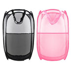 Collapsible Pop Up Laundry Hamper, Extra Large Mesh Foldable Laundry Basket Bag, 28" x 16" x 16", 2 Pack (Black + Pink) - color: 2P Black+Pink