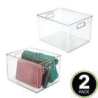 mDesign Large Plastic Storage Organizer Container Bin, Closet Organization for Hallway, Bedroom, Linen, Coat, and Entryway - Holds Clothing, Blankets, and Accessories, Ligne Collection, 2 Pack, Clear - size: 12 x 10 x 8 (Pack of 2)