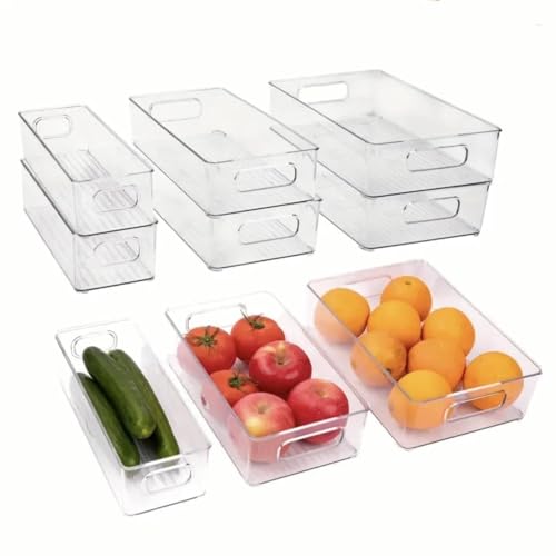 6 Pack Refrigerator Organizer Bins,3 Sizes Stackable Clear Pantry Storage with Handles for Fridge, Freezer, Shelves, Drawer, Snack Organizer for Home & Kitchen - size: 6 Pack
