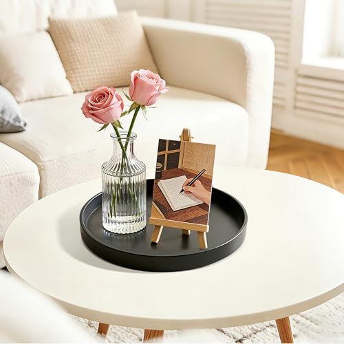 Bathroom Vanity Tray, 1 Pack 9" ABS Black Round Vanity Trays for Bathroom Counter, Dresser Decor Trays for Perfume, Candles, Keys, Kitchen Countertop Organizer, Decorative Tray Soap Holder - color: Black, size: 9"