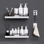 2-Pack Adhesive Shower Caddy, Shower Shelves with Hooks, No Drilling Shower Racks for inside shower & Kitchen Storage - color: 2pcs Grey