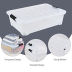 3-Pack 20 Quart Plastic Wheeled Latching Storage Boxes, Stackable Underbed Organizer Bins with Lid, Clear - size: 20 Quart