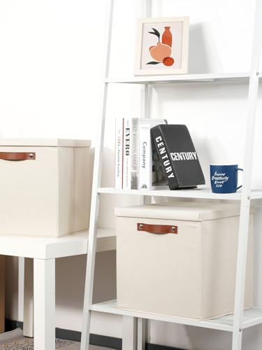 Temary Fabric Storage Bins with Lids 13 Inch Storage Cubes with Lid, Decorative Foldable Storage Boxes for Clothes, Closet Organizers (Beige, 13x13x13inch) - color: Beige, size: 13×13×13
