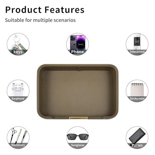 Luxury Leather Valet Tray Desktop Storage Organizer,Bedside Vanity Catchall Tray Nightstand Caddy Holder for Cosmetic,Jewelry,Watch,Keys,Phone,Wallet,Remote Controller,Pen,Olive Green - color: Olive Green