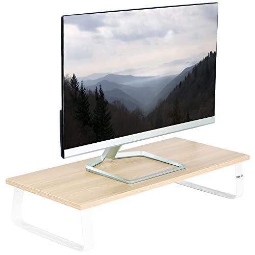 VIVO 24 inch Monitor Stand, Wood and Steel Desktop Riser, Screen, Keyboard, Laptop, Small TV, Ergonomic Desk and Tabletop Organizer, Light Wood, STAND-V000WM - color: Light Wood