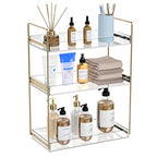 Bathroom Countertop Organizer, 3 Tier Acrylic Tray Vanity Counter Skincare Organizer Shelf, Kitchen Under Sink Standing Rack, Home Storage Holder for Lotion Makeup Cosmetics Perfume Spice, Gold | Vanity Counter, Kitchen Under Sink, Home Storage Holder, fo