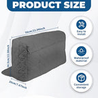 2Pcs Sofa Armrest Cover, Waterproof Armchair Slipcovers with Side Pocket, Couch Arm Covers, Easy Installation Armrest Organizer, Sofa Arm Protector for TV Remote Phone (Grey)