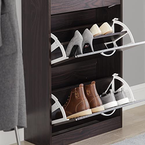 Haotian Shoe Cabinet for Entryway, Tall Freestanding Shoe Rack with 3 Flip-Drawers, Hidden Storage Shoe Organiazer Entrance Hallyway, Black, FSR110-BR - color: Black, size: 3-Drawers