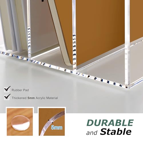 SANRUI Acrylic Magazine Holder Desk Organizer Workspace Sorters，Clear Bookend File Sorter Holder，Folder Rack, Office Accessories Organization Storage with 3 Vertical Compartments - style: B5 File Rack