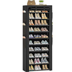 OYREL Large Shoe Rack, Black, 6 Side Pockets, 23.6" Wide x 11.4" Deep x 68.9" Tall, 36-41 Pairs of Shoes - color: Black